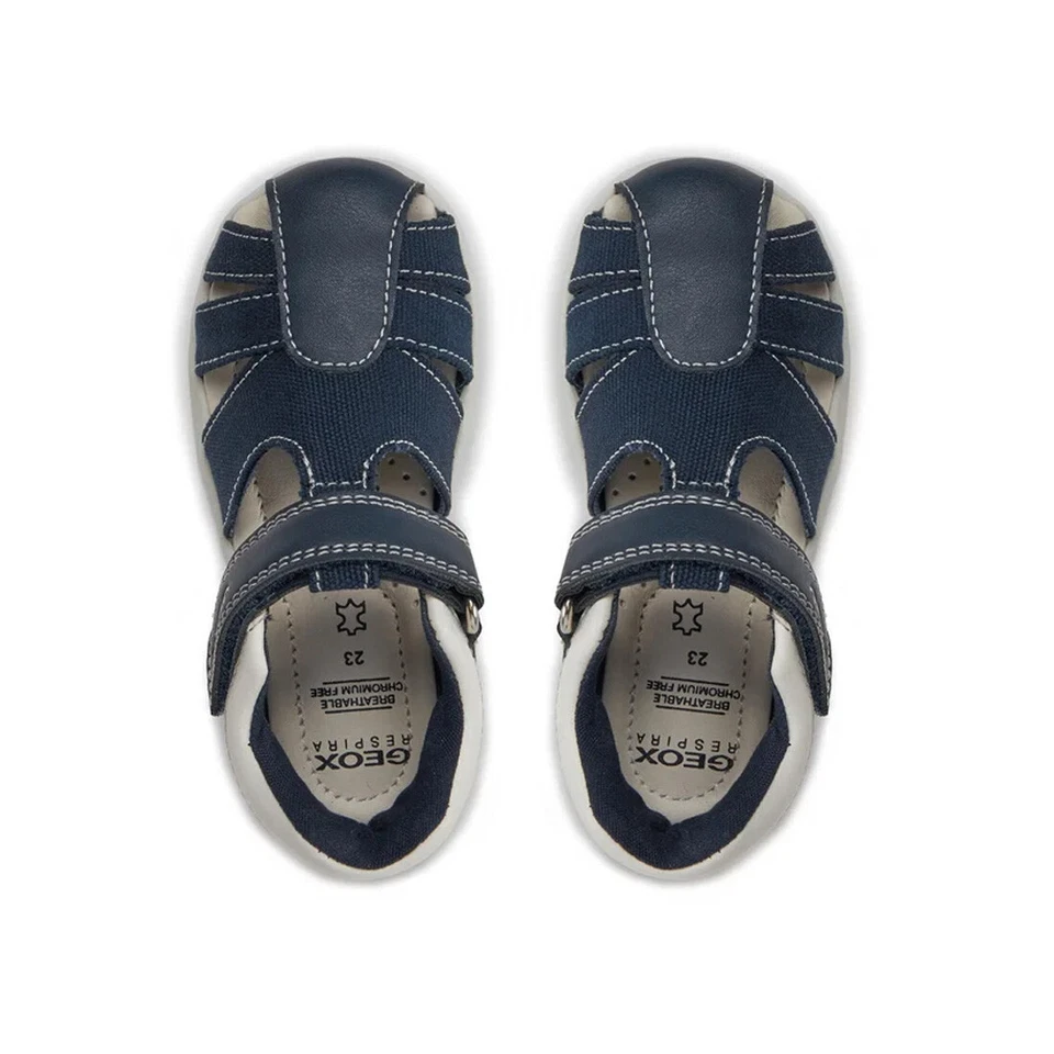 Geox Baby First Steps Spider Canvas Sandals Lightweight Children Blue - Image 4 of 4