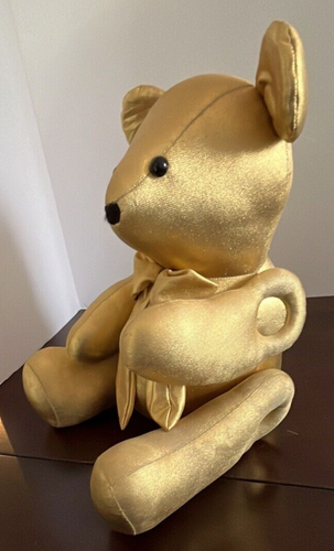 Gold Lamé Bear, Movable arms & Legs, 17" Tall - Picture 3 of 21