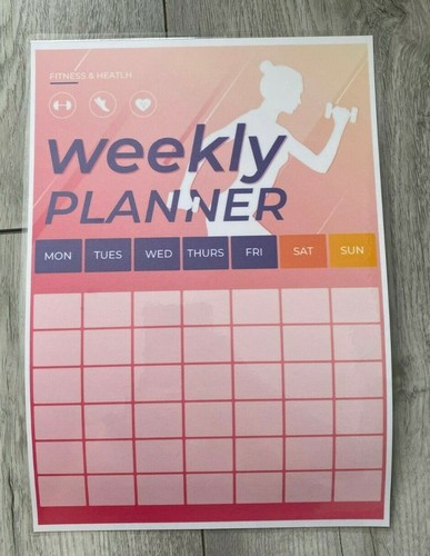 WEEKLY FITNESS PLANNER.MEAL PLANNER..A4 WIPE CLEAN.SLIMMING WORLD.WEIGHT WATCHER - Picture 2 of 2