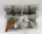 GARDENERS EDEN SILVER GLITTERED EASTER EGGS IN CARTON EASTER DÉCOR SET OF 12 NIB