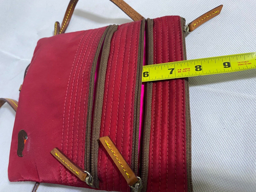 Dooney & Bourke Small-Medium Red Nylon Triple-Zip Crossbody Bag - Picture 5 of 11