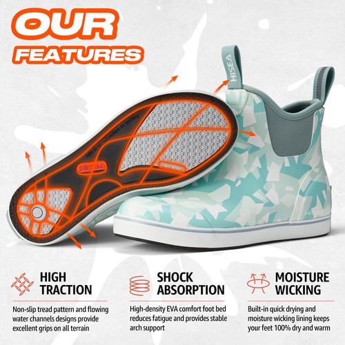 HISEA Women Fishing Deck Boots Waterproof Garden Mud Working Ankle Rain Boots - Picture 56 of 68