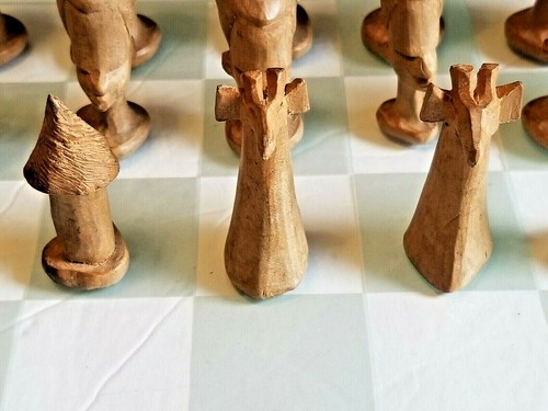 Vintage Wooden Hand Carved African Chess Set Pieces (32) - Picture 9 of 12