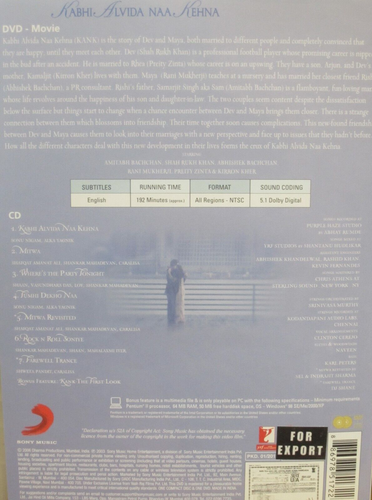 Kabhi Alvida Naa Kehna (2006 DVD & CD) 886978517227 - Picture 2 of 2