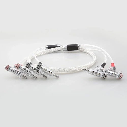 HiFi 8AG 16 Strand Silver Plated OCC Biwire Speaker Cable with 2 to 4banana Plug - Picture 13 of 20