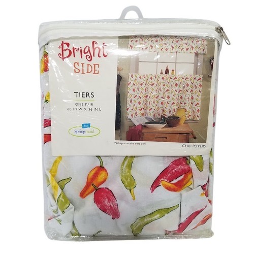 2 Sets Kitchen Curtain Tiers Only Chili Peppers 60"Wx36"L Springmaid Bright Side - Picture 3 of 5