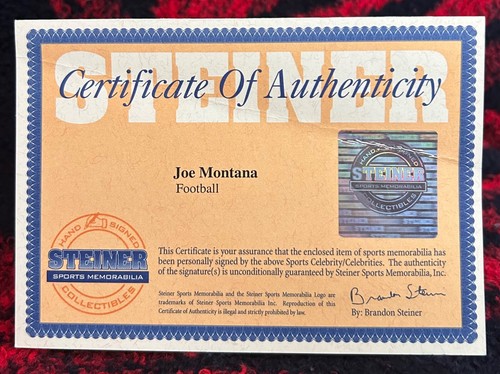 Joe Montana signiert offizieller Wilson NFL Football - Steiner Echtheitszertifikat (4) - Bild 5 von 6
