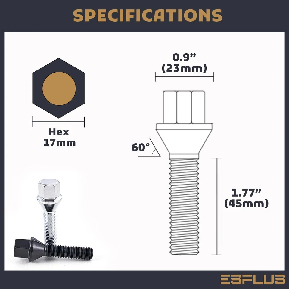 16 pernos Chevy M12x1.5 negros 45 mm aptos para Meriva/Clásico/Tornado con espaciadores 15-19 Foto 4 de 4