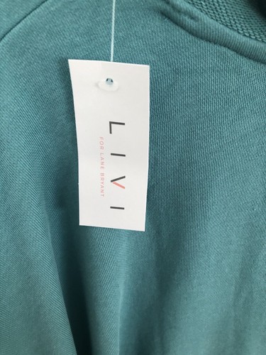 Lane Bryant LIVI French Terry Funnel-Neck Sweatshirt 26/28W Plus Teal Multi NWT - Picture 13 of 24