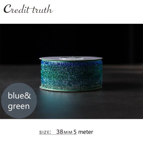 5M Glitter Sequin Velvet Ribbon Trim Webbing Bouquet Gift Decor Bowknot Craft - Picture 15 of 23
