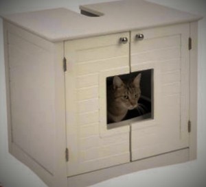 Unterschrank Waschbecken Schrank Katzenhaus für Katzentoilette