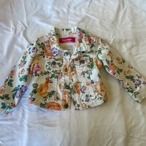 Freestyle Revolution Jean Floral Retro Kids Toddler White Jacket Size YS - Picture 1 of 6
