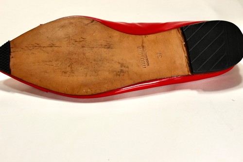 MIU MIU Red Patent Leather Heel Flats Shoes Pointed Toe Ribbon Size 37 - Picture 9 of 22