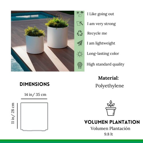 Plastic Cylinder Planter 11x14 in. Pot Round Cylinder Design Decorative for I... - Picture 4 of 7