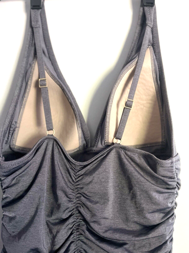 Athleta Aqualuxe one-piece gray swimsuit Small modern athleisure sporty-chic - Picture 7 of 9