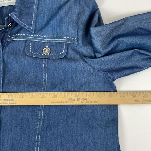 Alfred Dunner Blue Chambray Button Top Women's 14P coastal beach summer boho - Picture 5 of 10