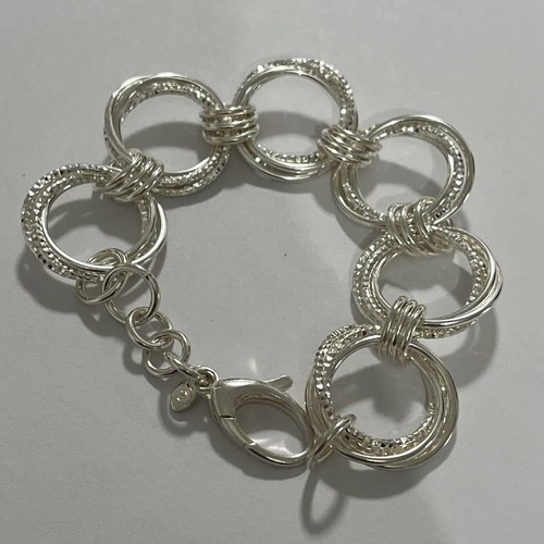 Sterling Silver Bold Multi Circle Bracelet Milor Italy - Picture 7 of 10