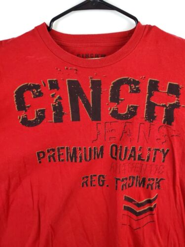 Cinch Jeans Spellout Western Rodeo T-Shirt Mens XXL Cowboy Red COOL Tee 2XL - Picture 3 of 4