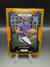 2023 Panini Prizm Zay Flowers Orange Lazer RC #307 Baltimore Ravens