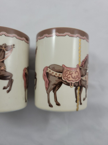 2 Vintage Carousel Horse Ceramic Cups Tumblers ANDRE RICHARD Japan 9oz Capacity - Picture 3 of 5