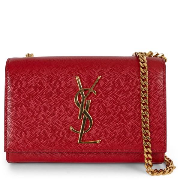 71628 authentische SAINT LAURENT Schultertasche rot Leder KATE SMALL MONOGRAM