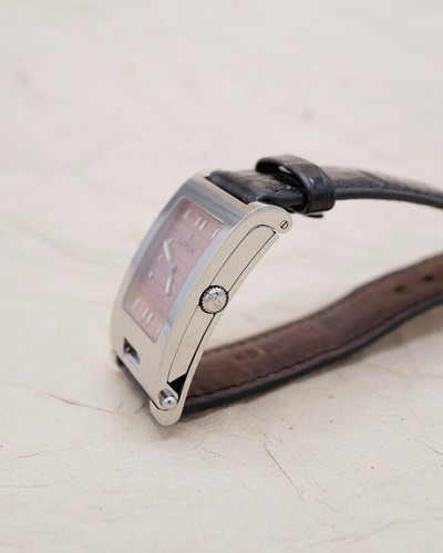 Corum Tabogan Bedside Rectangular Case Salmon Dial Steel Case Beatiful Condition - Imagen 9 de 16