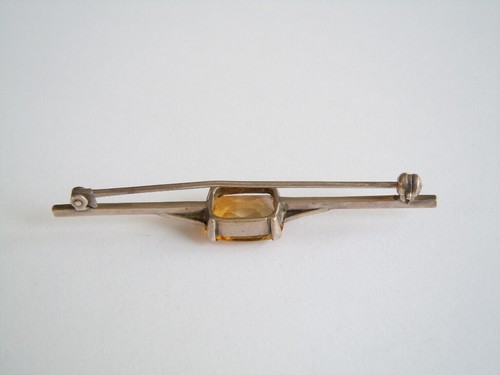 Spilla in argento citrino e 8 x perle da semi 4,6 g/6,3 x 1,0 cm - Foto 3 di 6