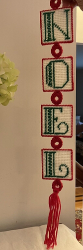 HANDMADE Needlepoint Plastic Canvas Xmas NOEL Sign Wall Door Hanging - Picture 3 of 8