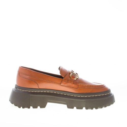 HOGAN scarpe donna Mocassino H648 pelle cuoio accessorio metallo oro tacco 5 - Foto 5 di 7