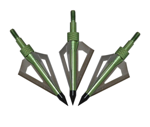 6Pcs Archery Broadheads 125 grain 3-blade hunting Arrow Heads Screw Tips Green - Picture 2 of 6