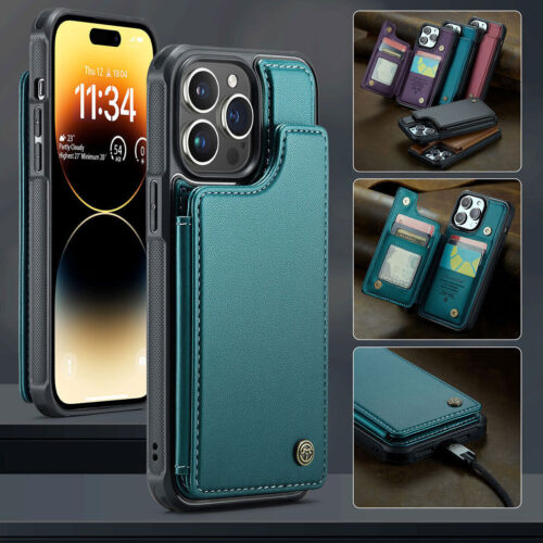 Leather Caseme Card Wallet Case For Apple iPhone 11 12 13 14 15 Pro Max X XR 7 8 - Picture 14 of 53