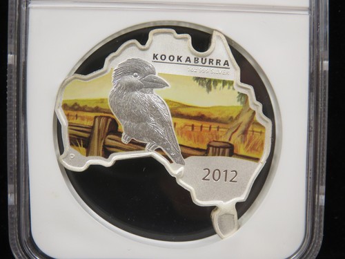 2012 Australian Map Kookaburra 1 Oz Silver Coin NGC MS 70 Eearly Releases - Picture 2 of 4