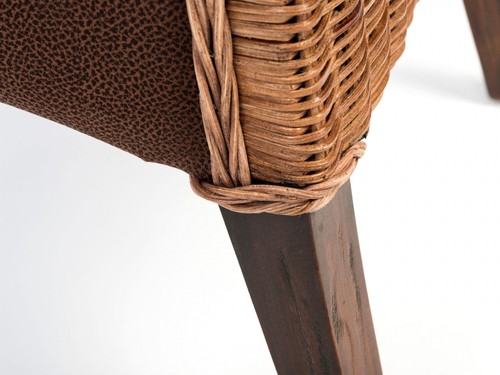 Rattanstuhl Polsterstuhl Esszimmerstuhl Stühle Antonio Polster Wildlederoptik pr - Bild 7 von 8