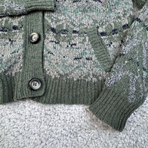 Cárdigan suéter Free People de lana con botones delanteros verde gris estampado para mujer pequeño - Imagen 5 de 8