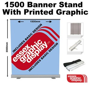 Next Day Roller Banner Exhibition Stand 1500mm Wide New With