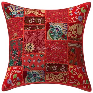 Details About Ethnic Patchwork Cotton Cushion Cover 16 Fl Pillowcase Indian Sofa