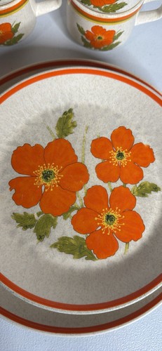 Vintage Temper-Ware by Lenox FIRE FLOWER Orange Poppy Set Of 30 Pieces READ! - Bild 6 von 14