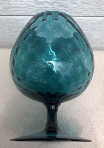 Oversized Italian Art Glass Snifter Goblet Vase Teal Blue Aqua 8” FANTASTIC - Picture 7 of 8