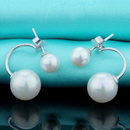 Coppia Orecchini Donna Perle Fidanzamento Goccia Eleganti Borchia Pendente Regali Gioielli - Foto 5 di 9