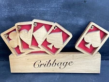 Nice Handmade Wooden CRIBBAGE Game Table / Wall Sign