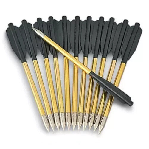 US 6.3" Children Outdoor Sport Aluminum Arrows Hunting Archery 12pcs 6.2mm Gold - Picture 4 of 5