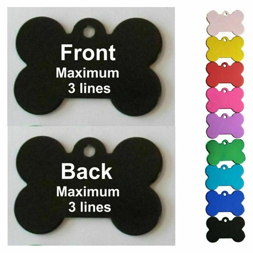 Pets ID-Tag Engraved ring Dog Cat Name Tag Personalised Customised Name Tag Bone - Picture 5 of 5