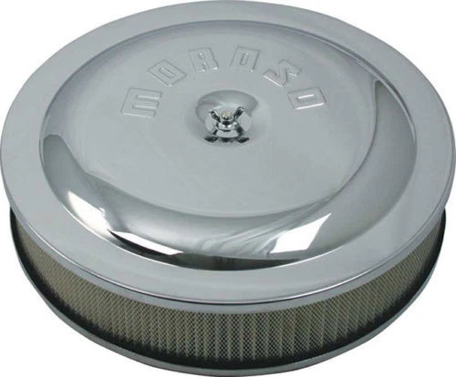 Purificador de aire de bajo perfil Moroso 14" x 3" acero cromado con adaptador PCV 65910 Foto 2 de 3