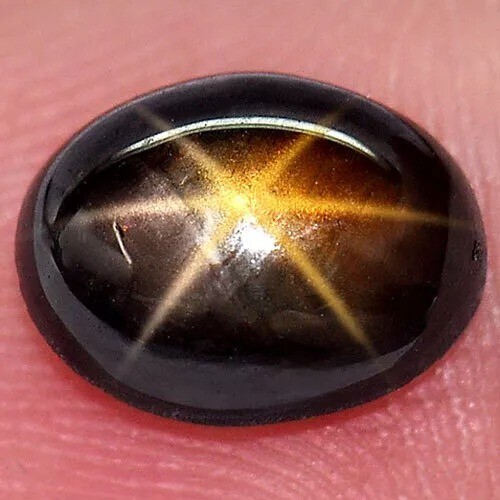 Certified Star Sapphire Black 6 Ray 24.64 Ct. Oval Cabochon Natural Gem Thailand - Picture 1 of 4