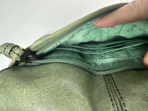 Fossil Crossbody Saddle Bag Purse Carson Flap Green Vintage - Picture 11 of 22