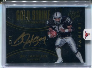 2016-Bo-Jackson-Panini-Black-Gold-Gold-Strike-ON-CARD-Auto-22-99-Raiders