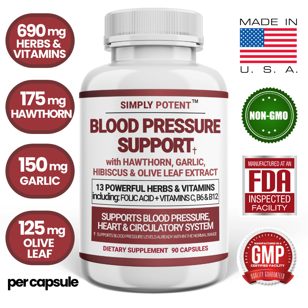 Blood Pressure Support - 13 Herbs & Vitamins for Balanced Blood Pressure