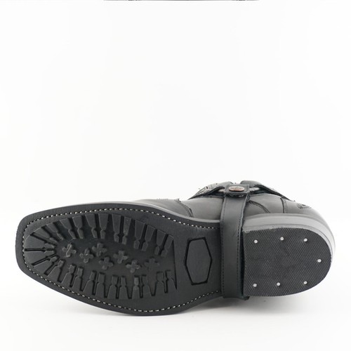 Botas Grinders Montana para hombre de cuero negro botas de motociclista botas vaqueras occidentales - Imagen 10 de 10