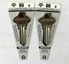 Lot Of 2 Hillman 68N Brass Key Blanks Fit Schlage Nickel Painted Cassette H