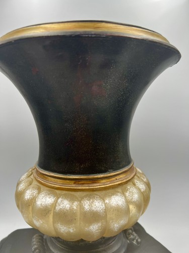 Beautiful Black and Gold Neoclassical Style Pedestal Urn Vase - Picture 11 of 15